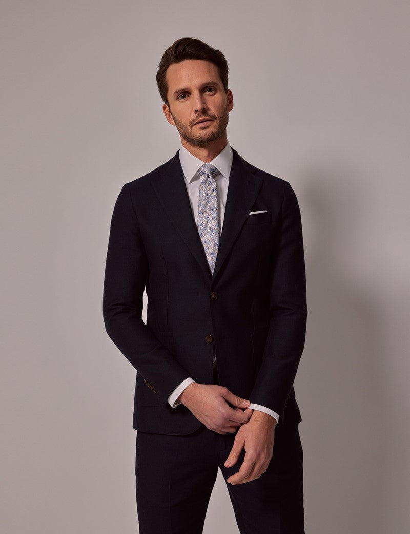 Navy Slim Linen Suit for Beach Weddings