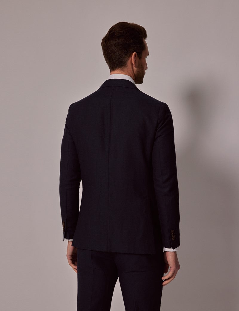 Navy Slim Linen Suit for Beach Weddings