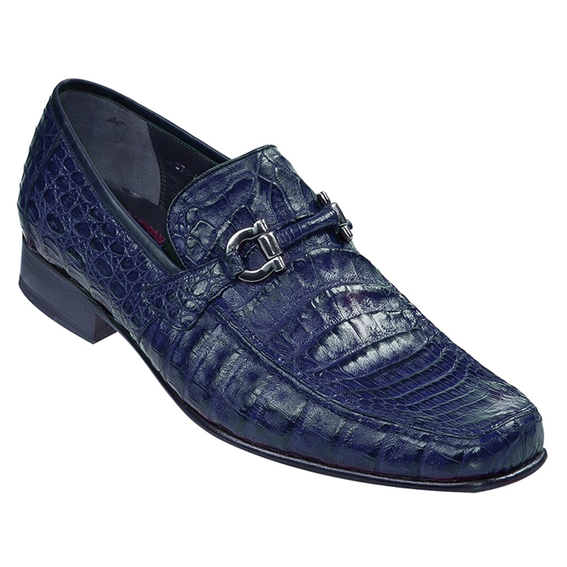 Navy Caiman Crocodile Belly Slip-On Loafers
