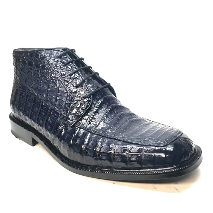 Los Altos Crocodile Lace-Up Dress Ankle Boots