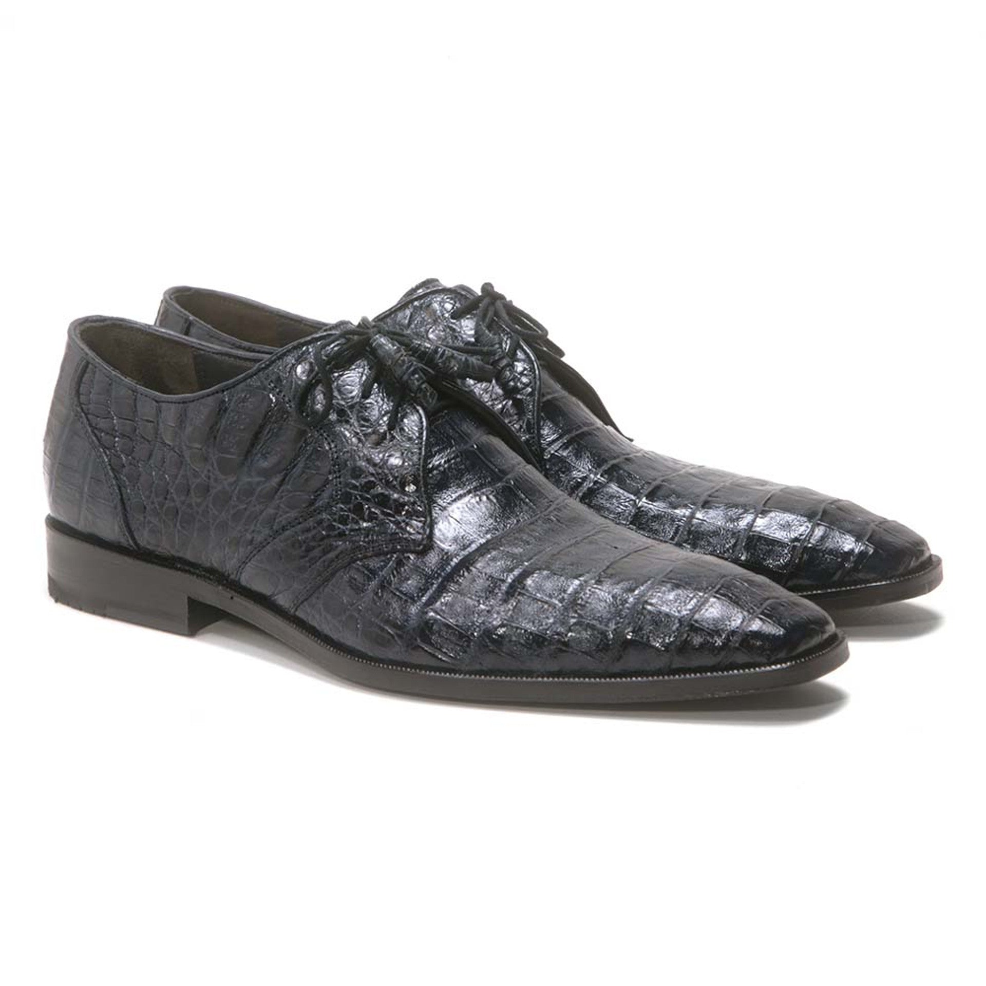 Navy Caiman Crocodile Belly Oxford Shoes
