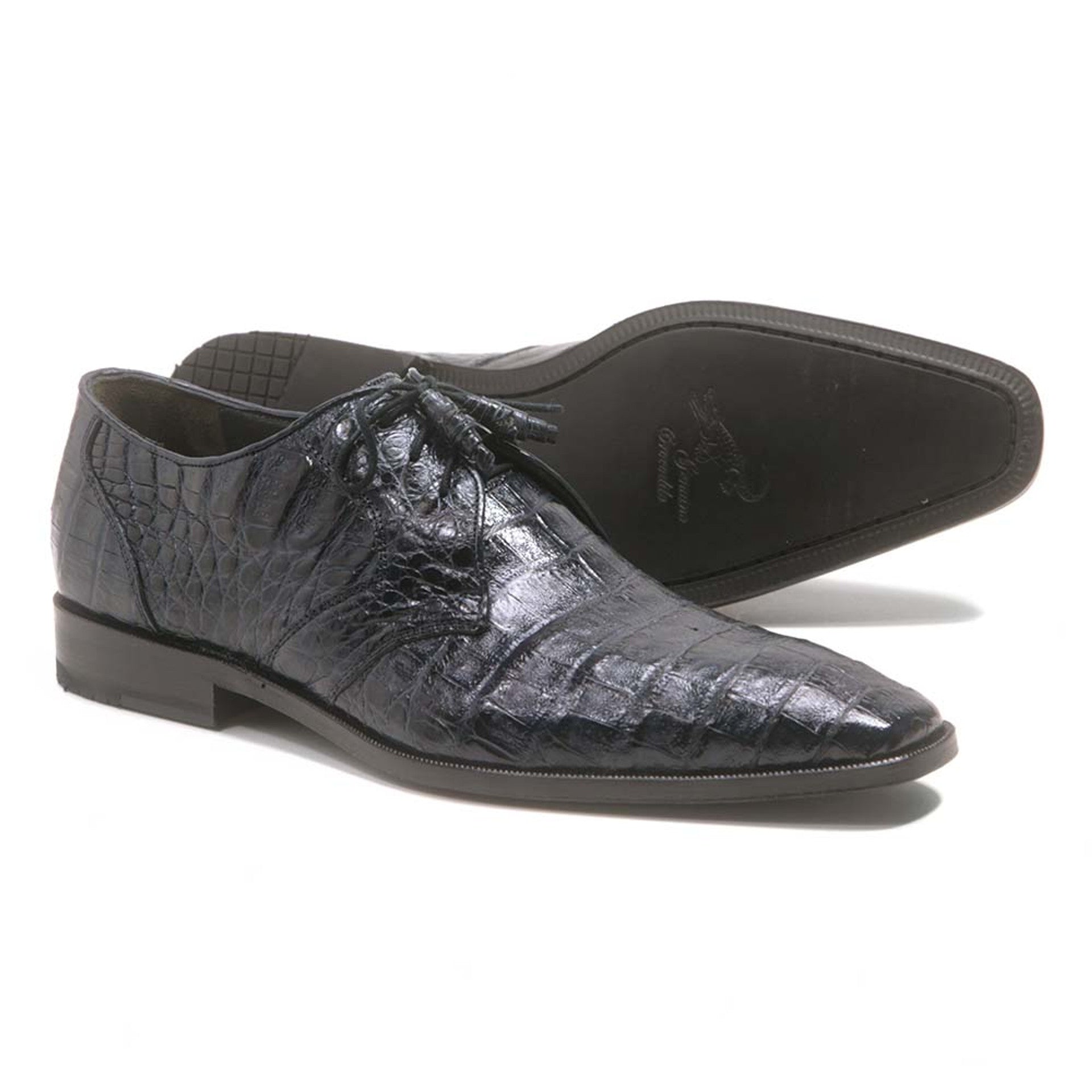 Navy Caiman Crocodile Belly Oxford Shoes