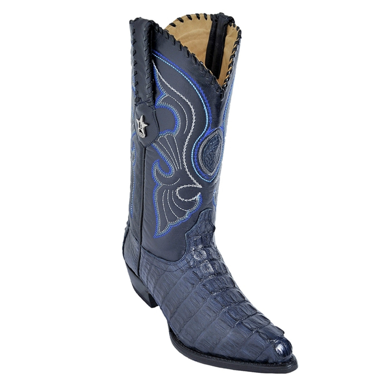 Men's Navy Blue Caiman Tail Boots by Los Altos