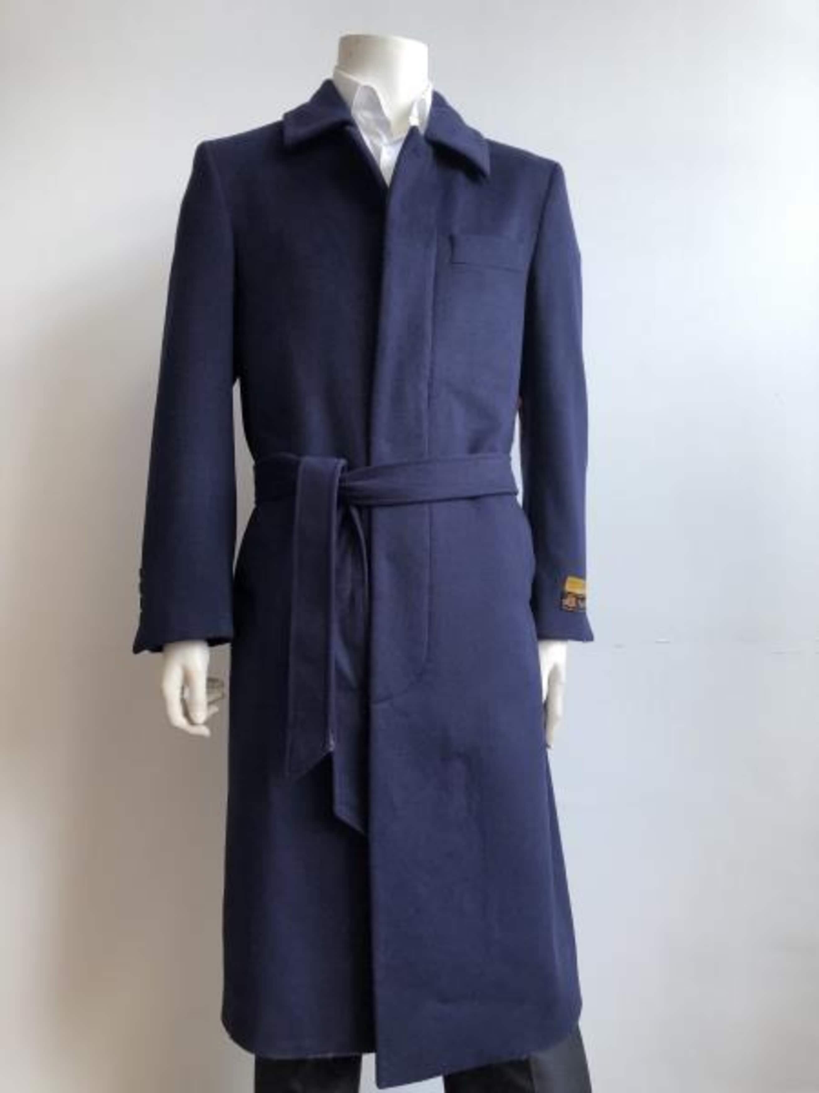 Aero Black Wool Blend Full Length Men's Overcoat