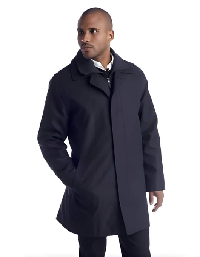 Edgar Navy Trench Coat by Lerner - 36" Rain Dress Coat