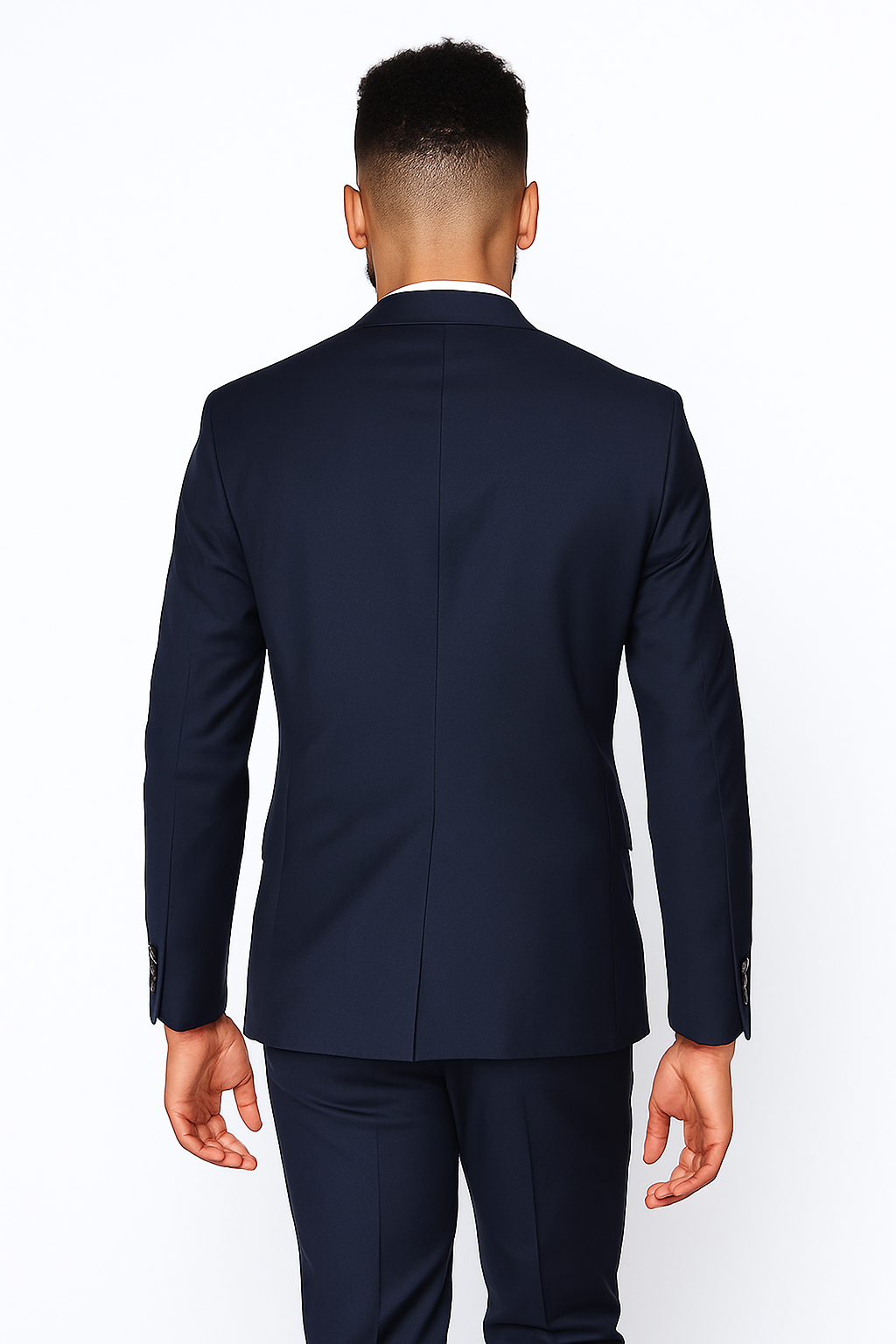 Rossiman Rossi Navy Blue Slim Fit Suit - Peak Lapel