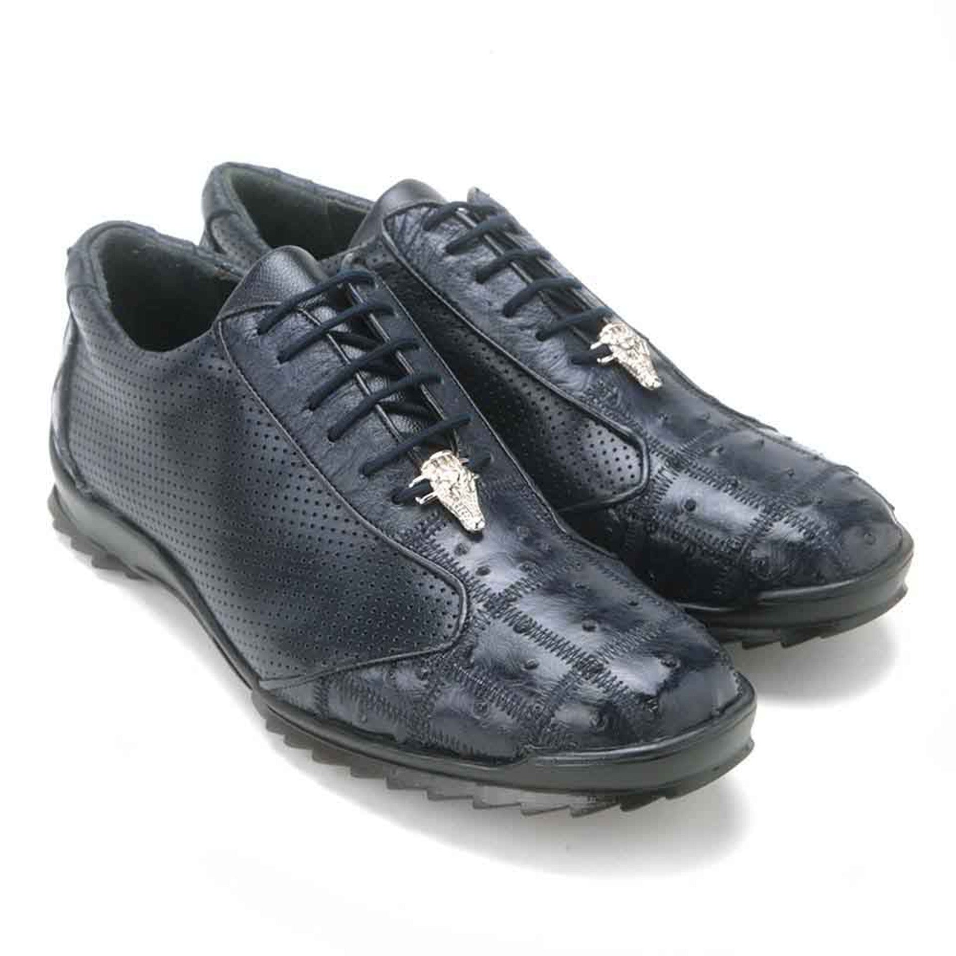 Navy Ostrich Patch Work Men's Sneaker