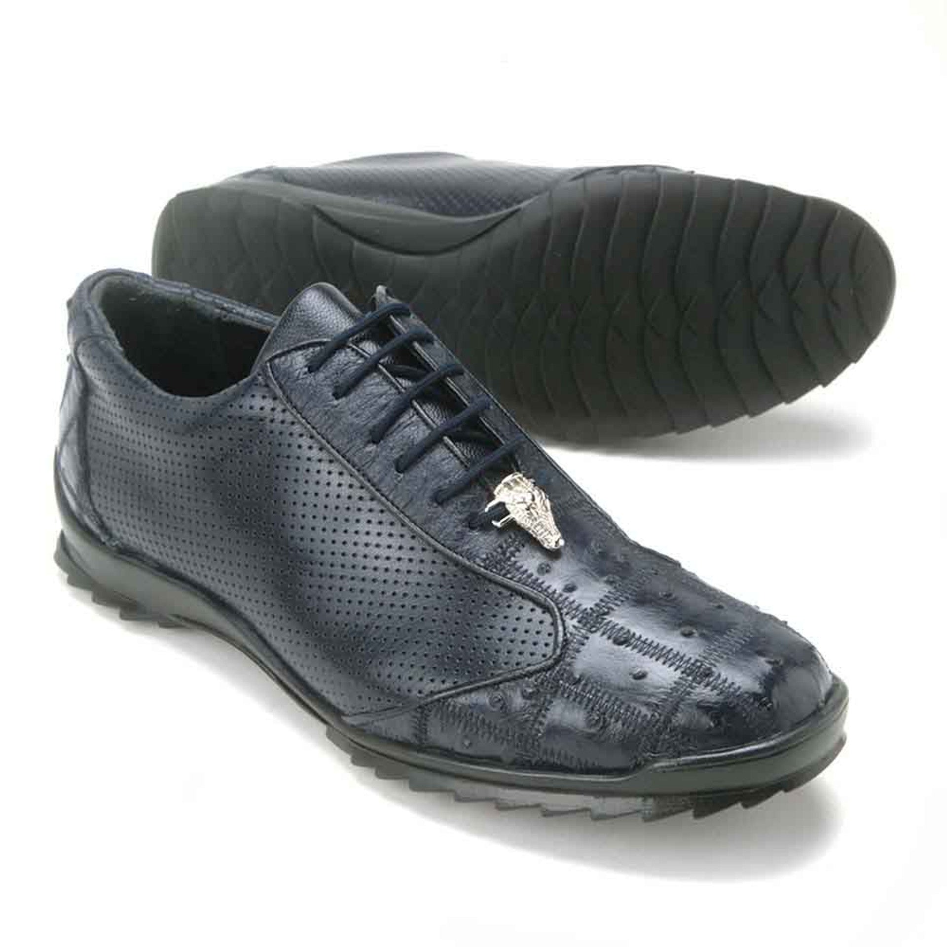 Navy Ostrich Patch Work Men's Sneaker