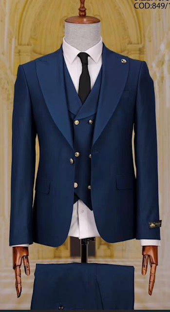 Ivory & Gold Button Cream Peak Lapel Wedding Suit