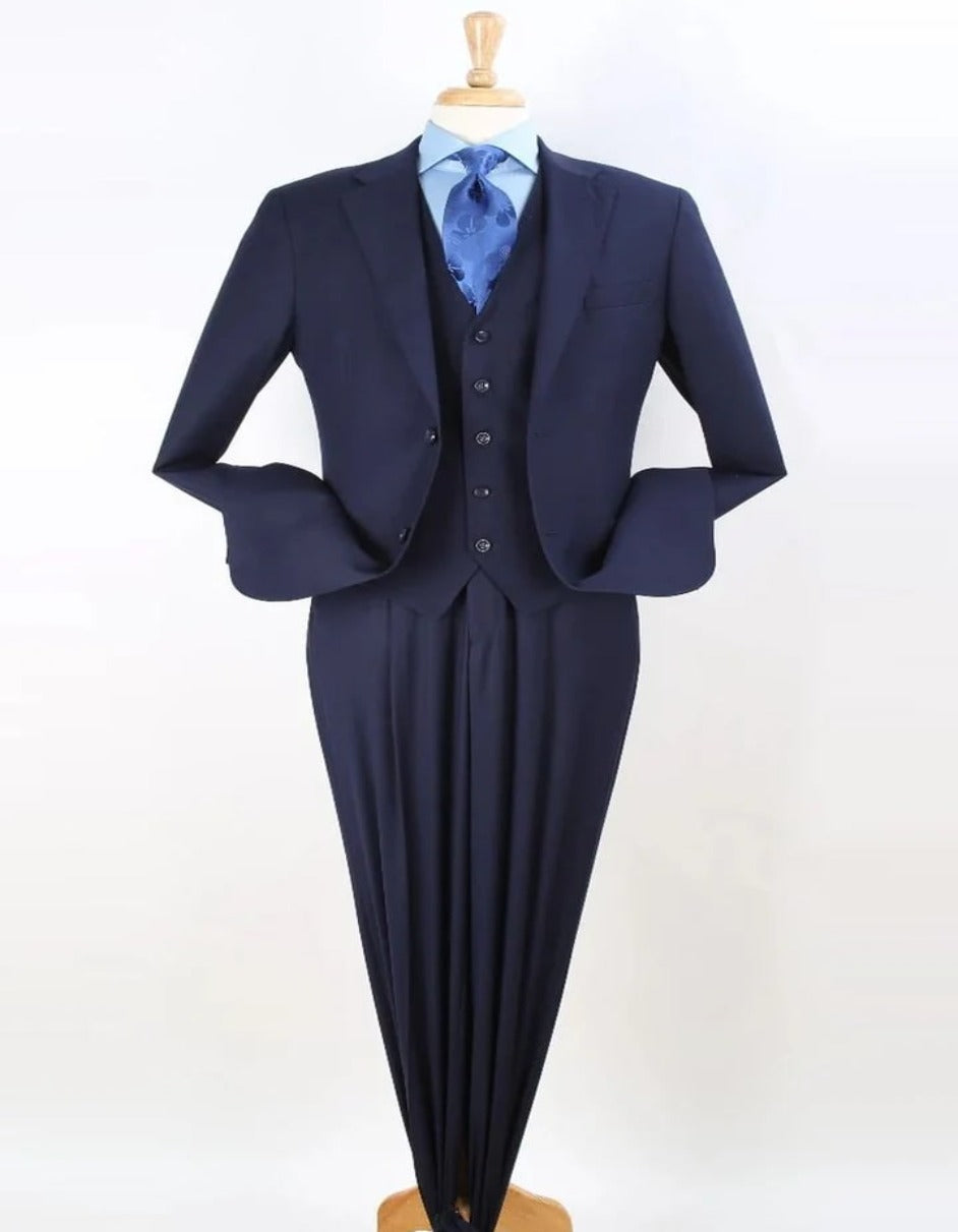 Pleated Regular Fit Suit with Pleated Pant, Navy