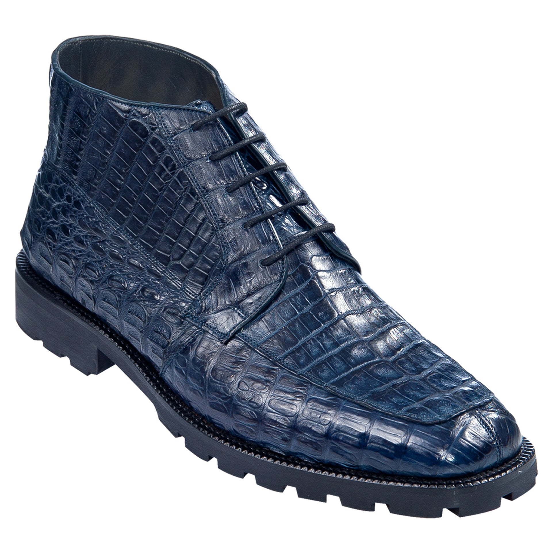 Navy Caiman Crocodile Ankle Boot by Los Altos