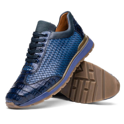 Marco Di Milano Roma Navy Caiman Crocodile Sneakers