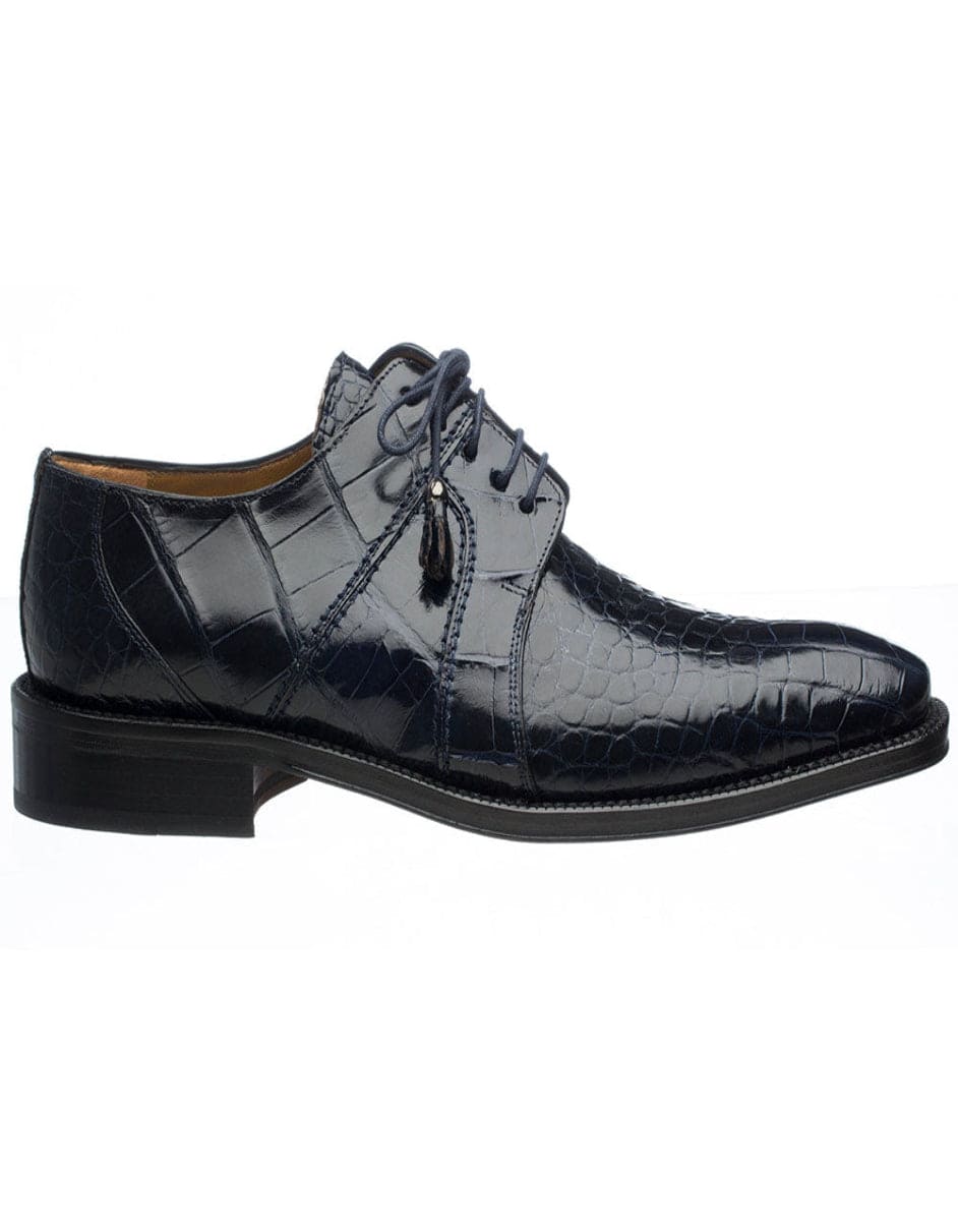 Ferrini Alligator Plain Toe Dress Shoe Navy