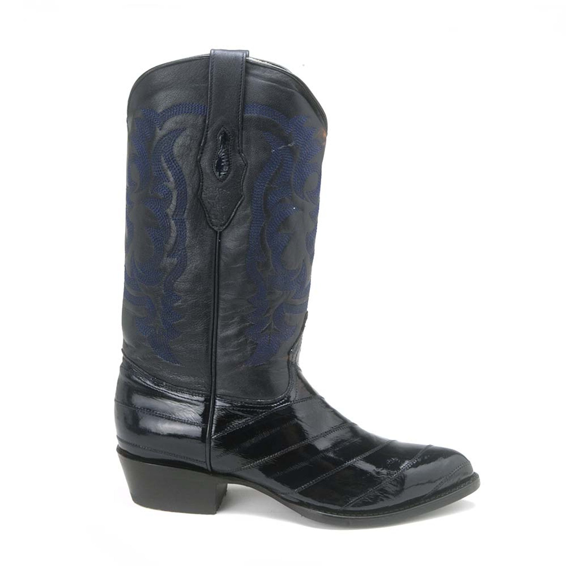 Navy Blue Eel Skin J Toe Boots by Los Altos