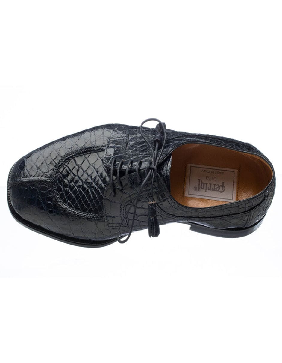 Ferrini Shoes - Mens Alligator Dress Shoe - Ferrini 3798 Alligator Cap Toe Shoes Chocolate