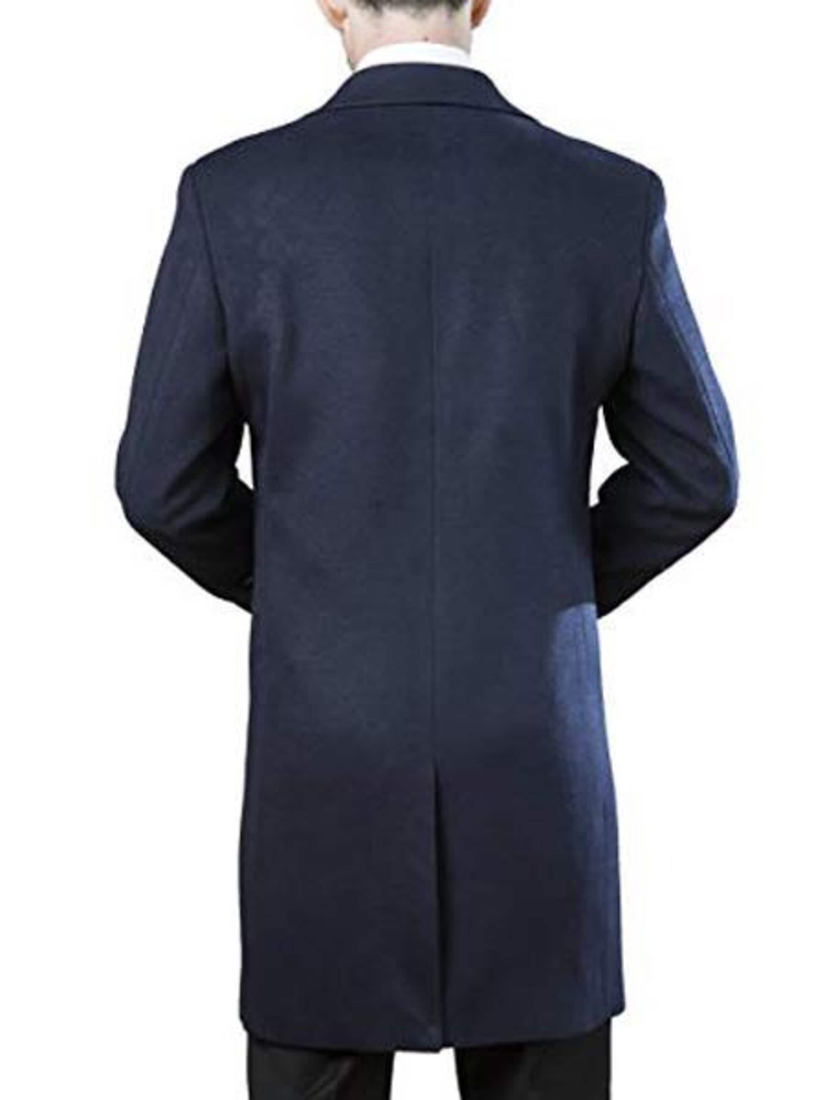 Modern Fit Navy Dress Topcoat for Men