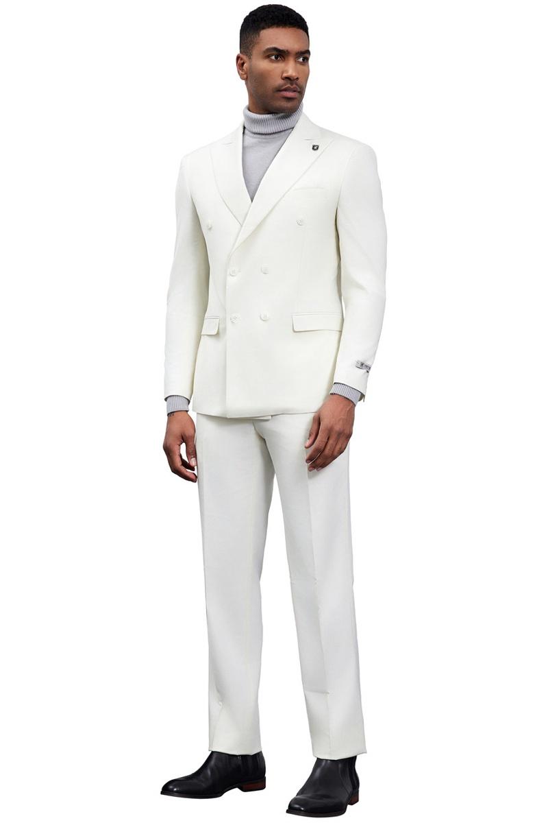 Stacy Adams Ivory Double Breasted Suit