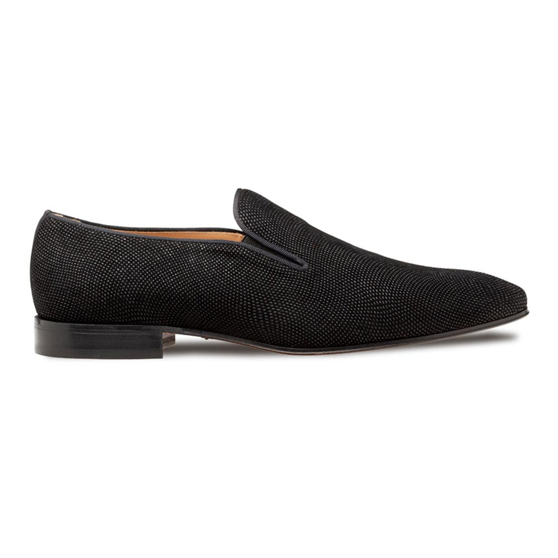 Notte Black Glass Suede Slip On Shoes by Mezlan