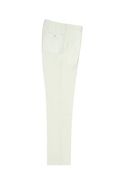 Offwhite Flat Front Wool Pant by Tiglio Luxe