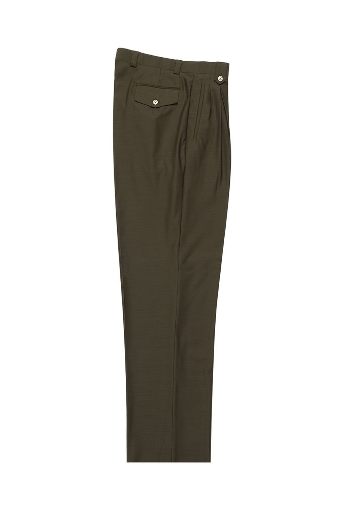 Tiglio Luxe Olive Wide Leg Wool Dress Pants