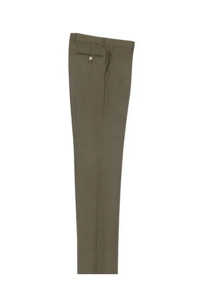 Tiglio Luxe Olive Wool Flat Front Dress Pants