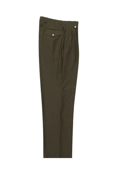 Olive Wide Leg Wool Dress Pant by Tiglio Luxe