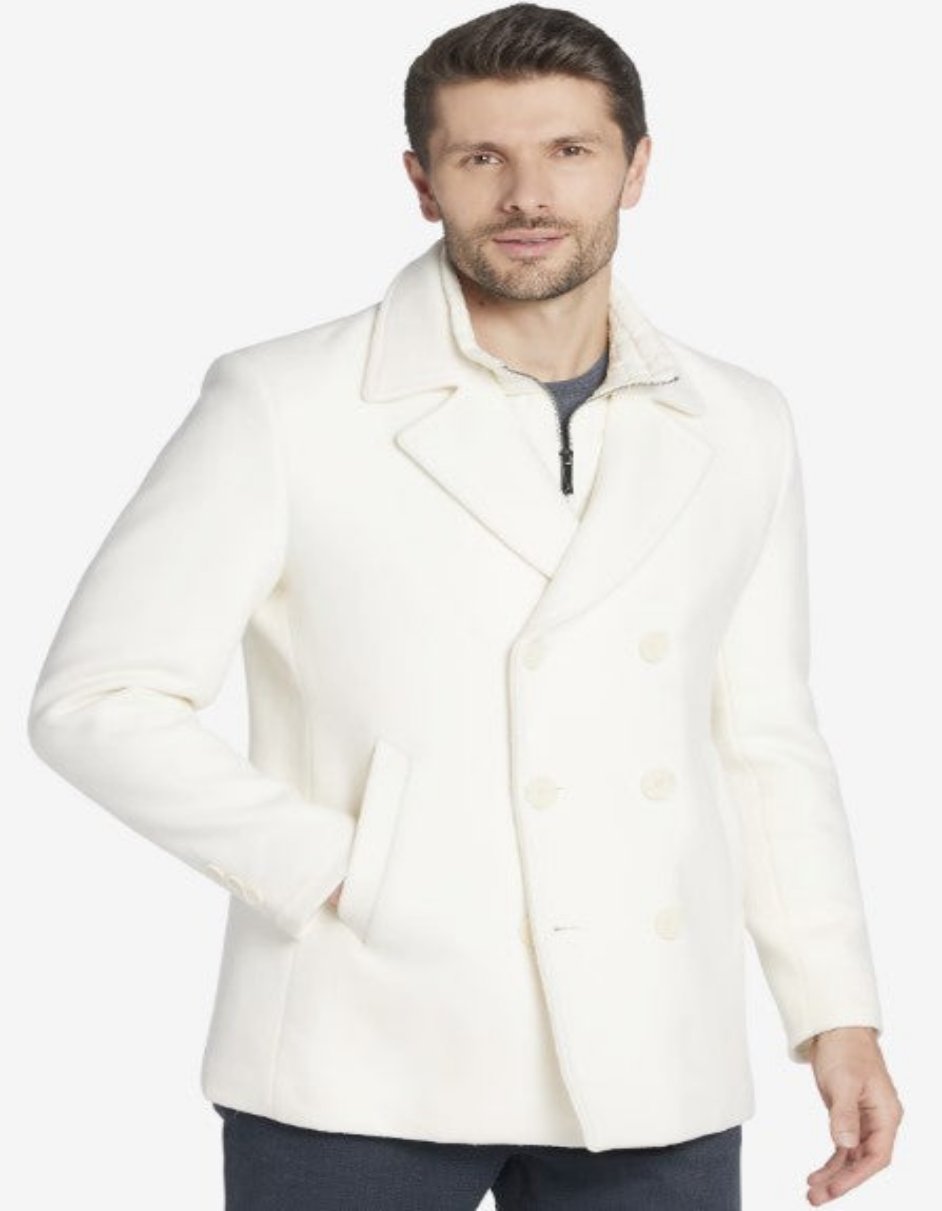 Ivory Double Breasted Wool Car Coat