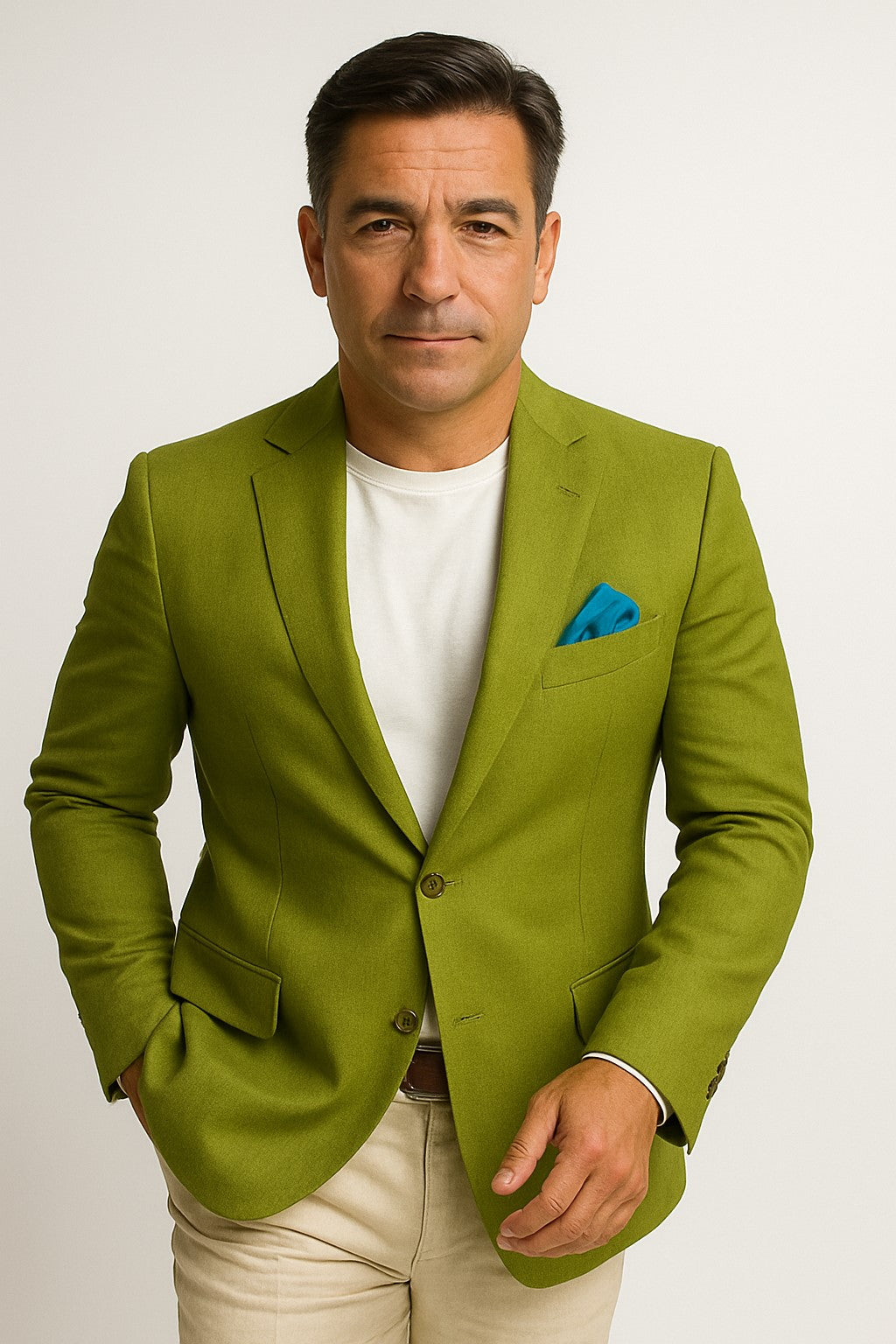 Cotton Blazer - Mens Summer Sport Coat - Light Green Lime Color