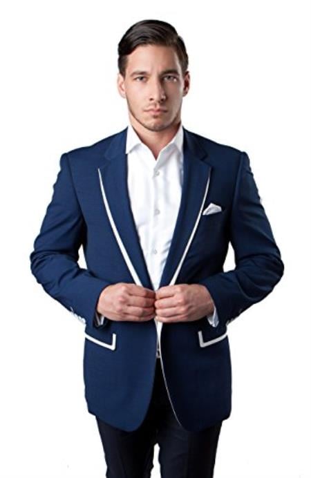 Men's Tazzio 1 Button Slim Fit Dark Blue Blazer