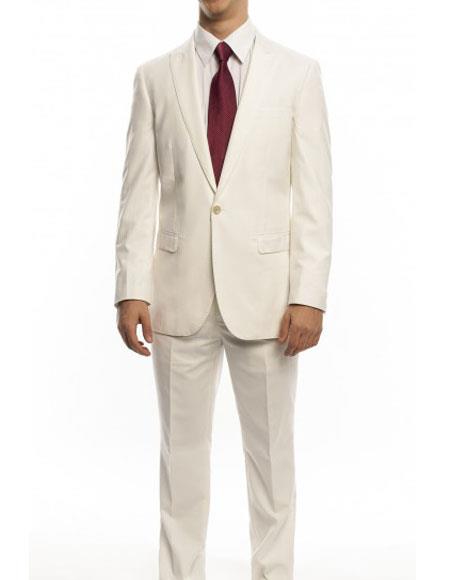 Men's Ivory Ultra Slim Fit Peak Lapel One Button Suit
