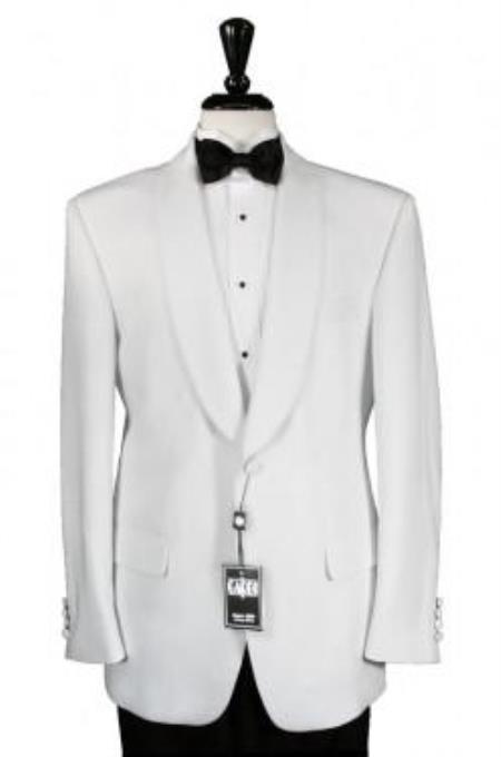 One Button Style With Shawl Collar + Free Bowtie Men'S Snow White Color Dinner Jacket