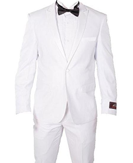 Men's 1 Button White Slim Cut Peak Lapel Tuxedo