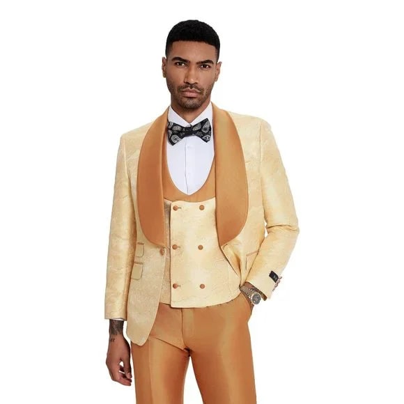 2026 Orange Tuxedo Suit w/ Vest by Tazzio