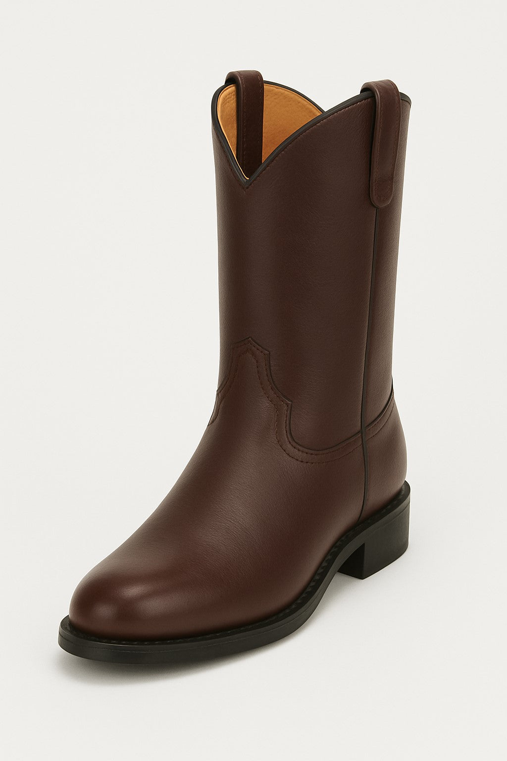 Men's Original Michel Genuine Deer Leather Brown Pull On Roper With Leather Sole Dress Cowboy Boot Cheap Priced For Sale Online