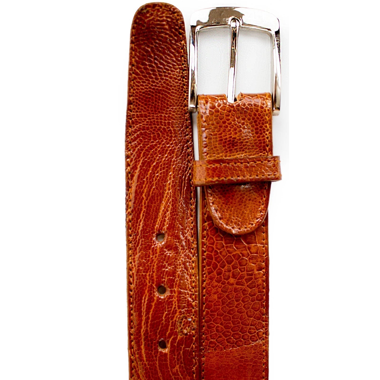 Belvedere Ostrich Leg Dress Belt Burned Amber