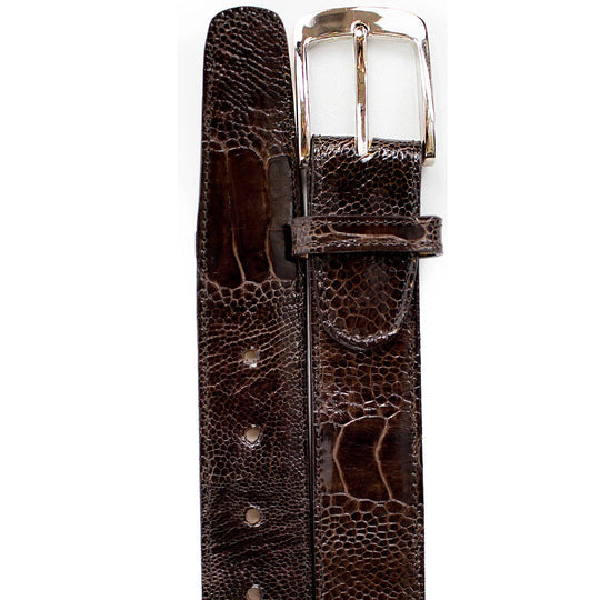 Belvedere Ostrich Leg Dress Belt, Chocolate Brown