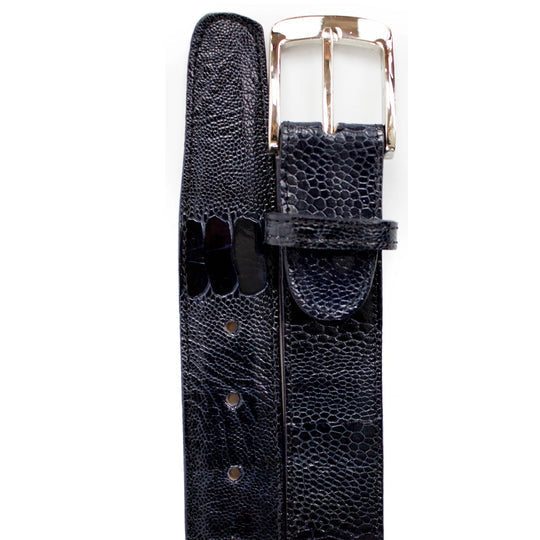 Belvedere Navy Ostrich Leg Dress Belt for Men