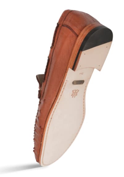 Mezlan Ostrich Moccasin Slip On Brandy