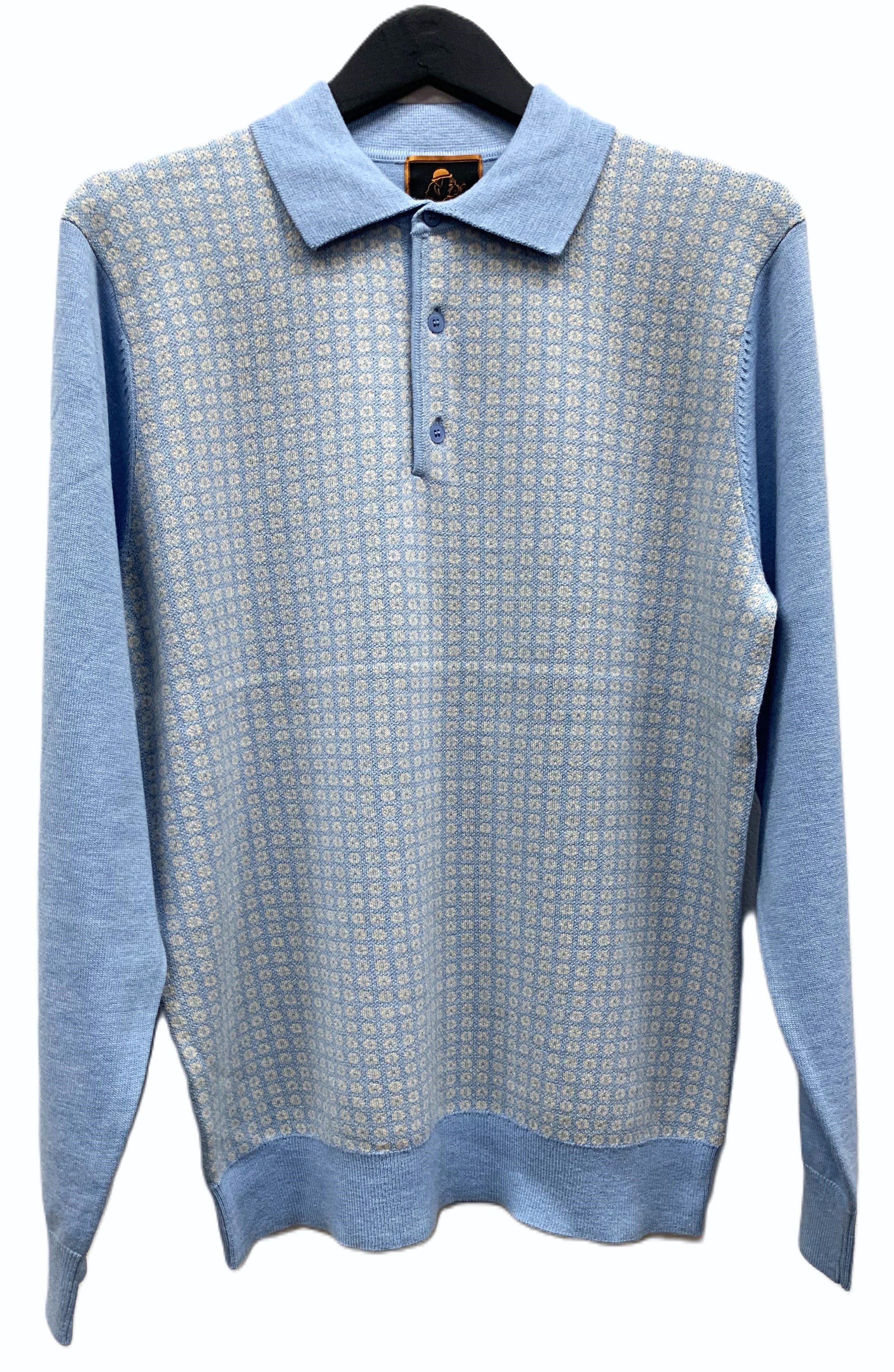 Cigar Couture Sky Blue 3 Button Polo Sweater