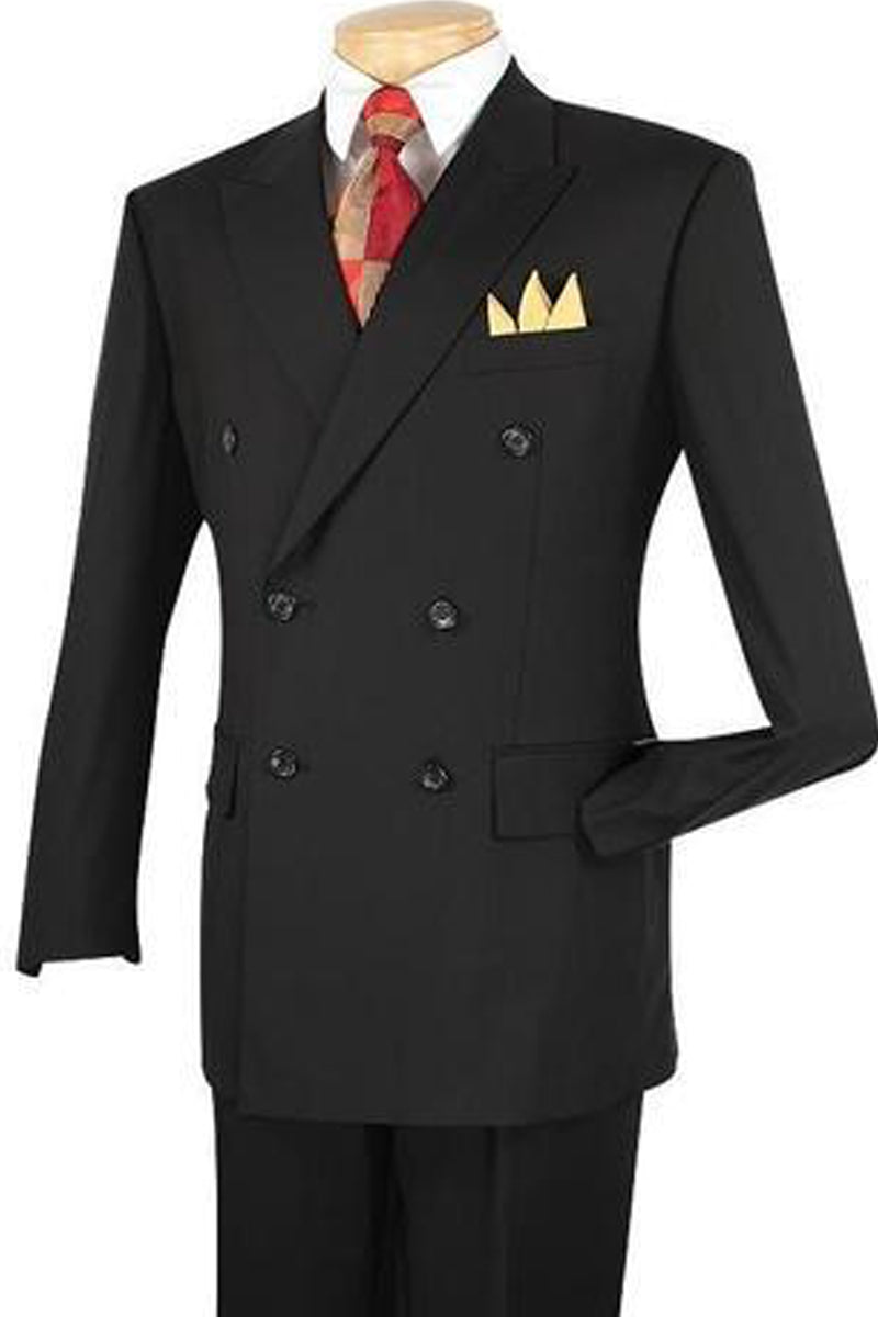 Mens Classic Poplin Double Breasted Black Suit