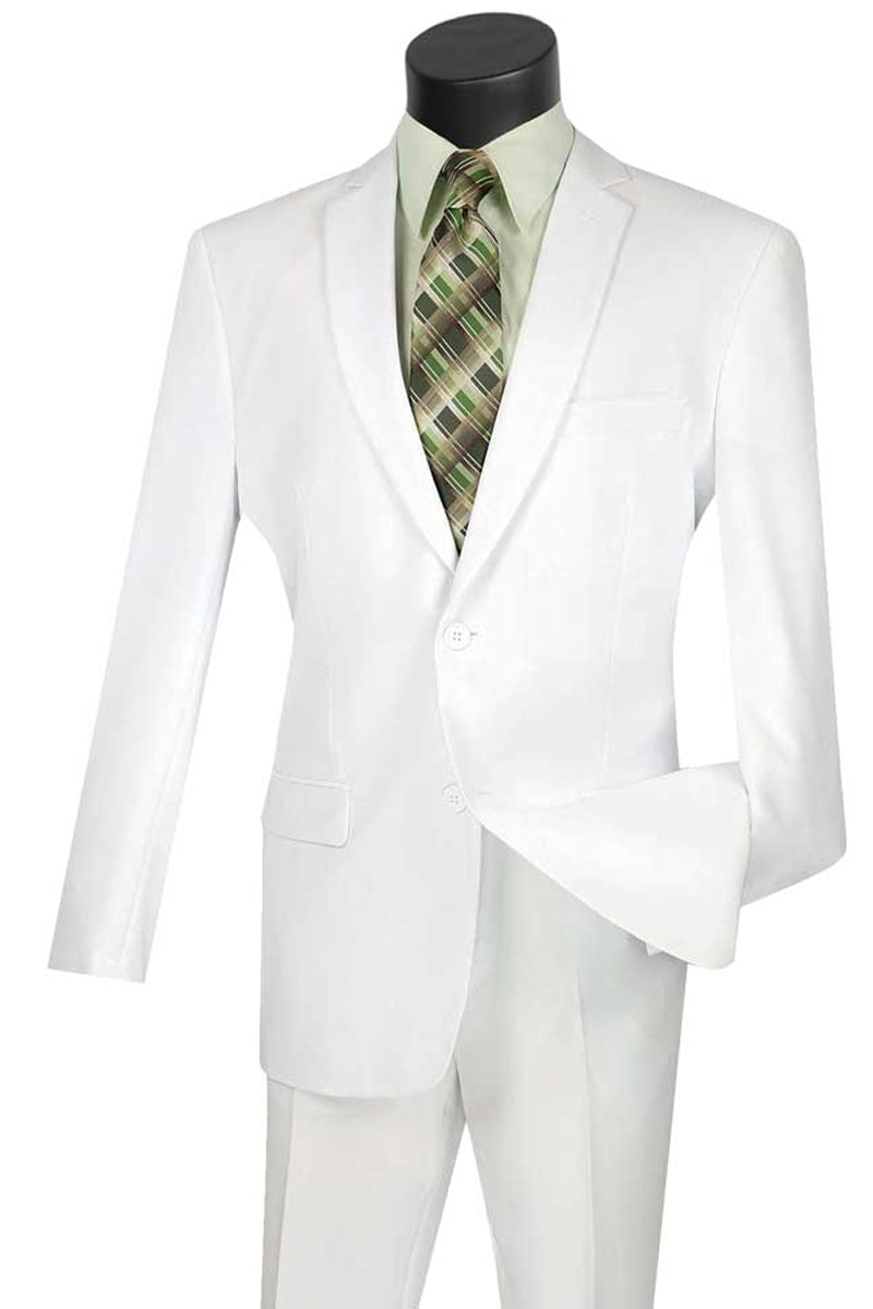 Classic White 2 Button Poplin Suit for Men