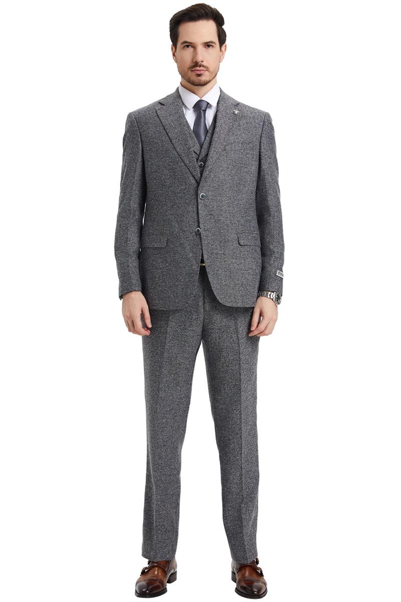 Stacy Adams Vintage Grey Herringbone Tweed Suit