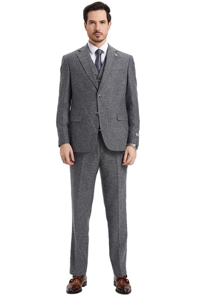 Stacy Adams Vintage Grey Herringbone Tweed Suit