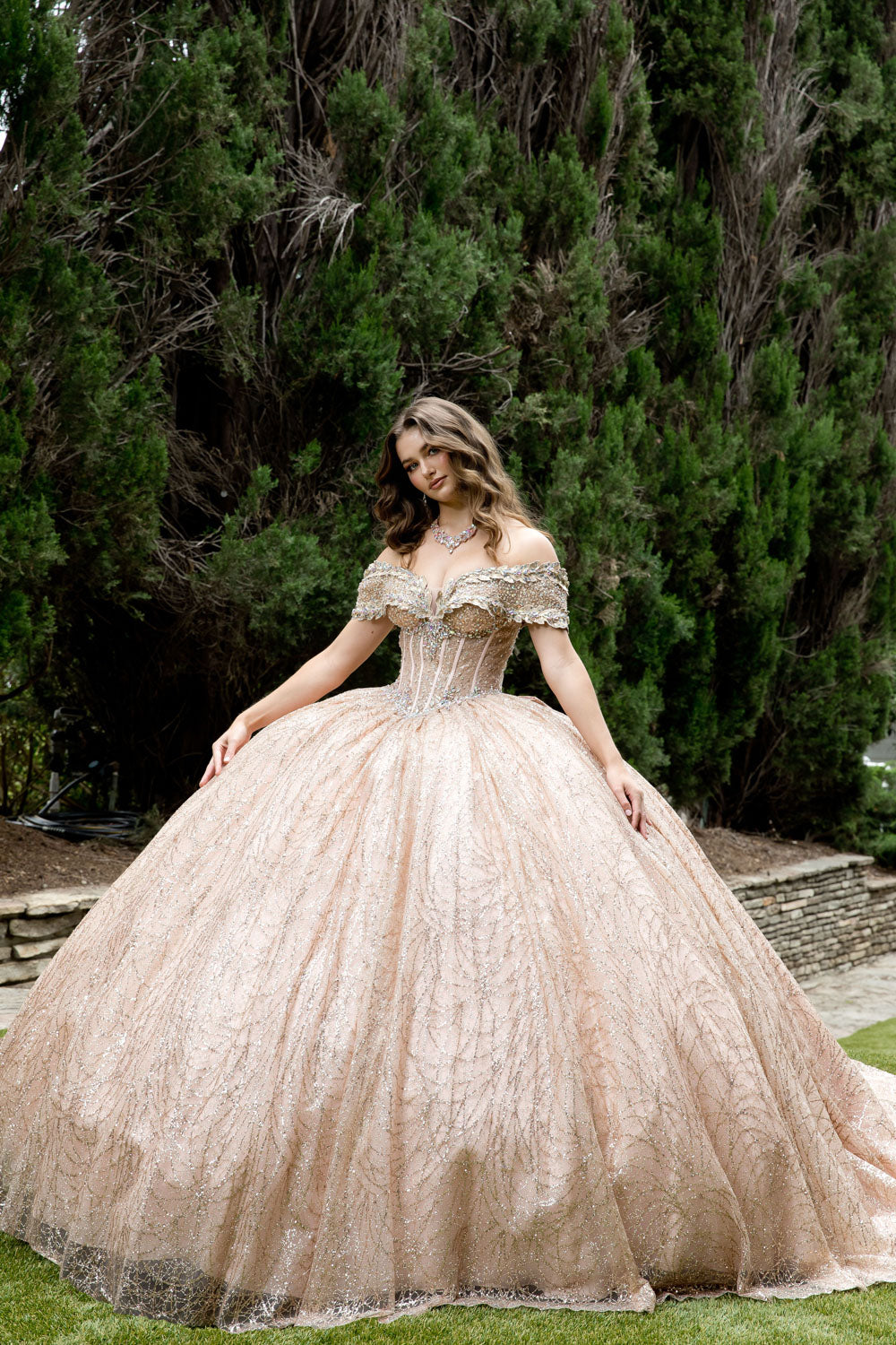 Off Shoulder Corset Ball Gown by Bella Princess PQ1087