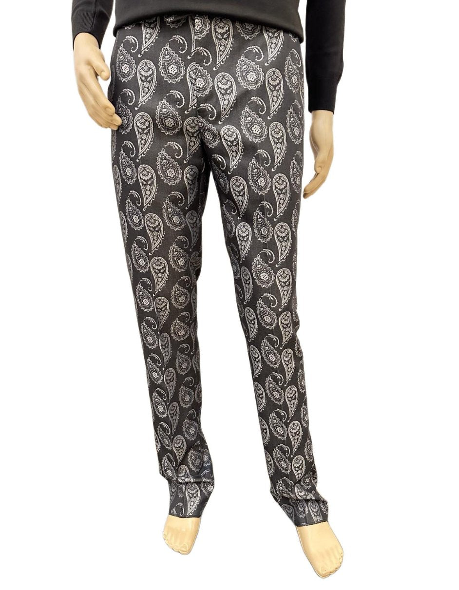 Paisley Slim Fit Charcoal Prom Suit