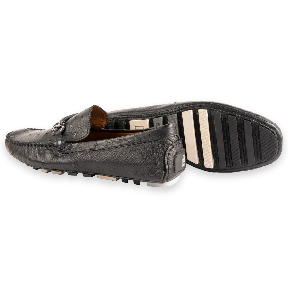P014 Palm Beach Genuine Ostrich Driver- Black