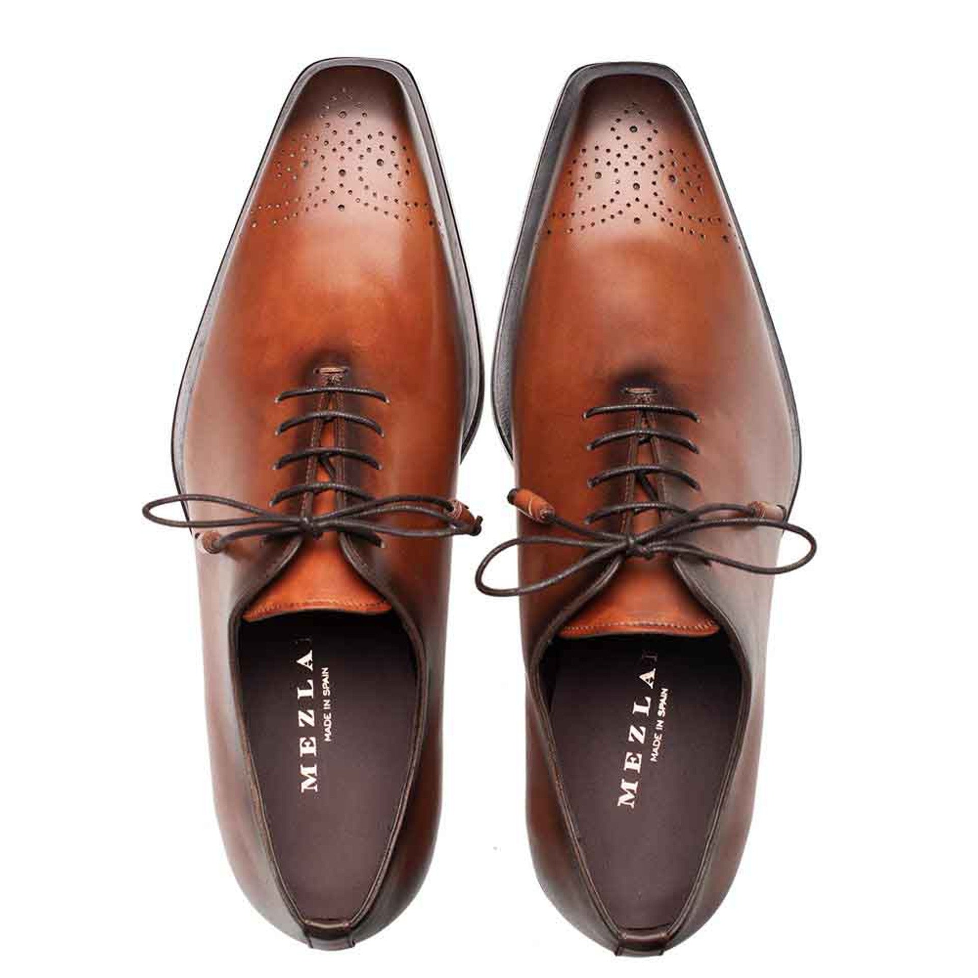 Mezlan Cupula Patina Oxford Tan Leather Shoes