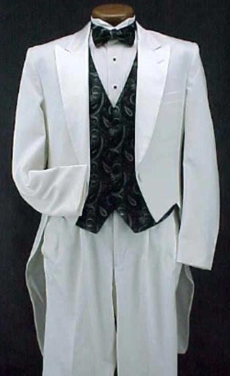 All White Suit For Men Classic Fashion Basic Full Dress Tailcoat Tuxedo Jacket with the tail Suits For Men