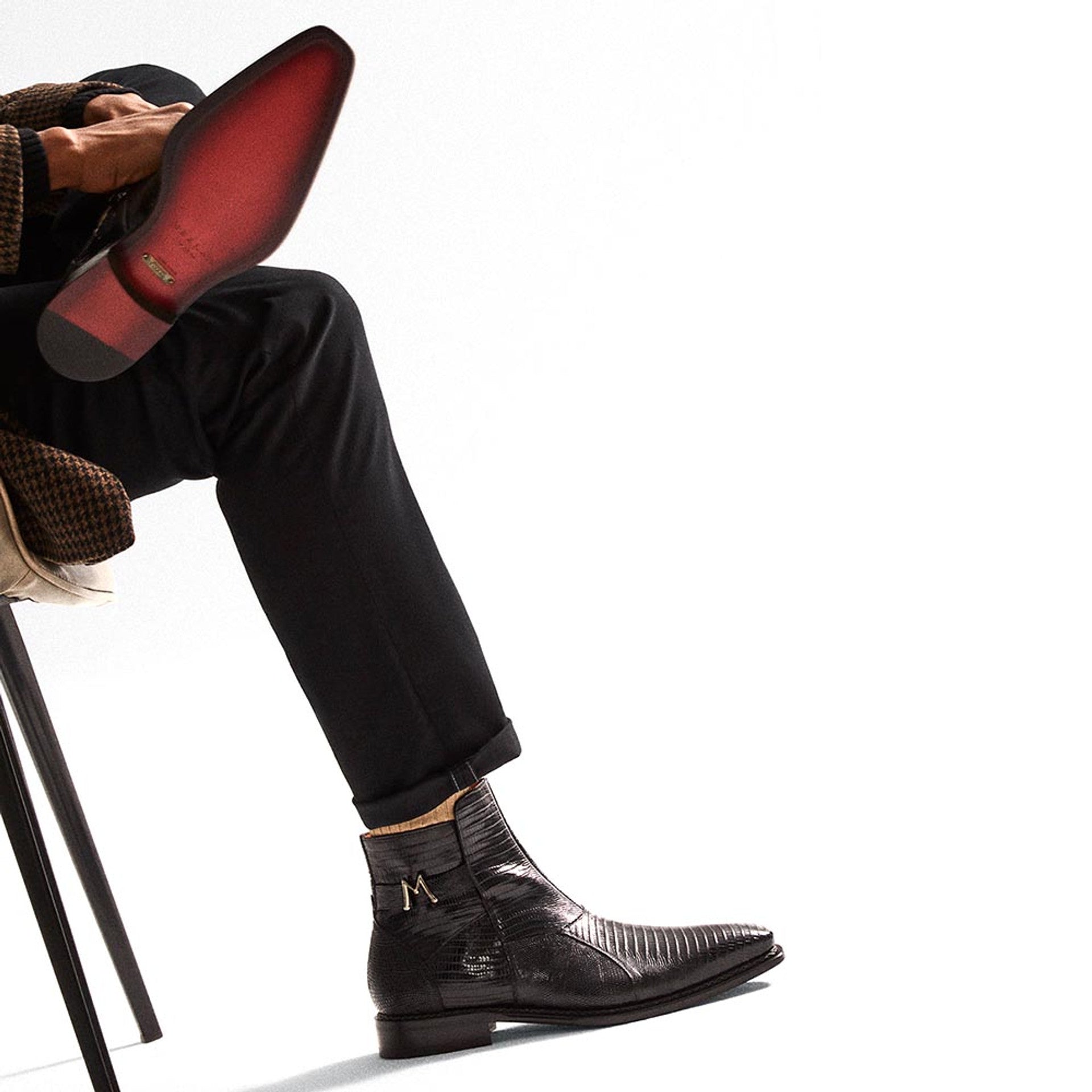 Peninsula Emblem Black Lizard Boots by Mezlan