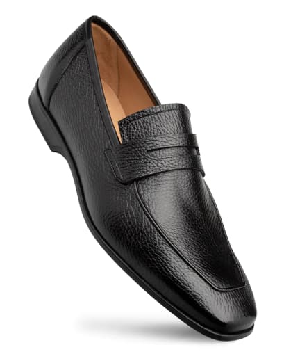 Deerskin Penny Loafer Black by Mezlan